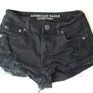 American Eagle Black Jean Shorts 00 stretchy